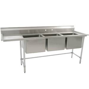 Eagle Group S14-20-3-24L-SL S14 Series 3-Compartment Stainless Steel Sink-20"x20" Bowls