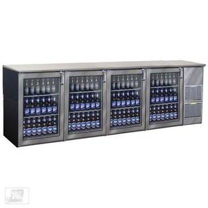 Glastender BB108-R 108" W Right Black Refrigerated Back Bar Cabinet 4 Section
