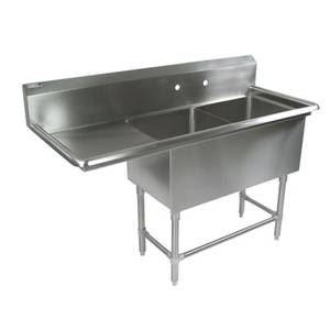 John Boos 2PB18244-1D18L 2 Compartment 18" x 24" Stainless Steel Pro-Bowl Sink