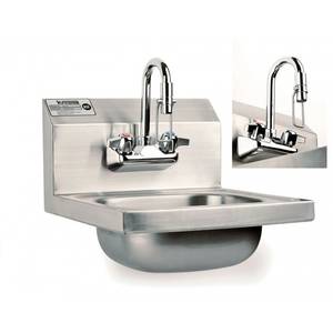Krowne Metal HS-34 15-3/4"W Hand Free Hand Sink w/ Faucet w Pushback Activation