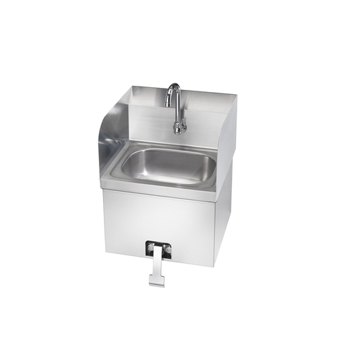 Krowne HS-41 16"W Wall Mount Hand Sink w/ Knee Pedals & Splash Guards