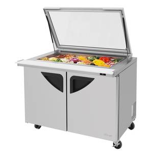 Turbo Air TST-48SD-18-N-GL 18 Pan 15 CuFt Glass Top Refrigerated Prep Table