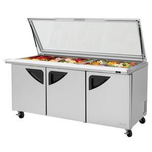 Turbo Air TST-72SD-30-N-GL 30 Pan 23 CuFt Glass Top Refrigerated Prep Table