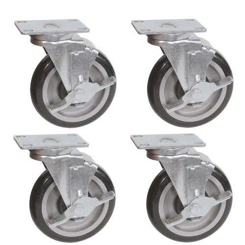 BK Resources 5SBR-1PT-PLY-PS4 Plate Caster Kit 5" Diameter w/ 2-3/8" x 3-5/8" Top Plate