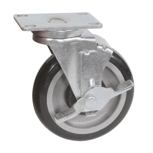 BK Resources 5SBR-1PT-PLY-TLB Plate Caster 5" Diameter w/ 2-3/8" x 3-5/8" Top Plate
