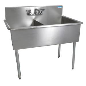 BK Resources BK8BS-2-24-12 51"x27-1/2" Two Compartment Stainless Steel Budget Sink