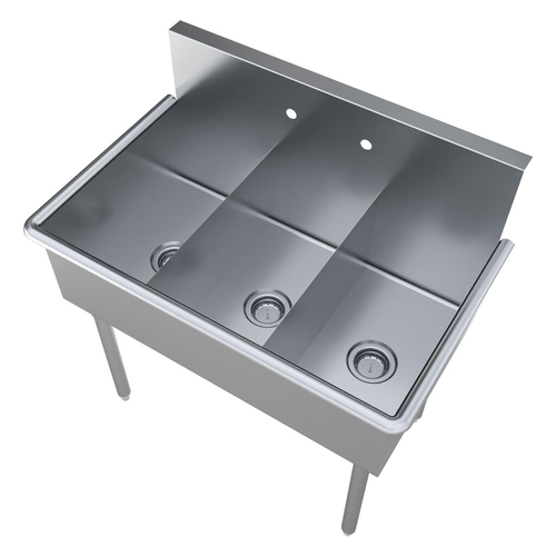 BK Resources BK8BS-3-1221-12 39"x24-1/2" Three Compartment Stainless Steel Budget Sink