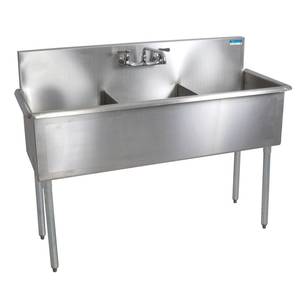 BK Resources BK8BS-3-1821-12 57"x24-1/2" Three Compartment Stainless Steel Budget Sink