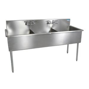 BK Resources BK8BS-3-24-12 75"x27-1/2" Three Compartment Stainless Steel Budget Sink