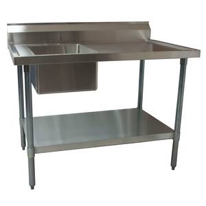 BK Resources BKMPT-3060G-L 60"Wx30"D Stainless Steel Prep Table w/ Left Side Sink
