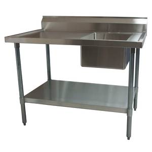 BK Resources BKMPT-3060G-R 60"Wx30"D Stainless Steel Prep Table w/ Right Side Sink