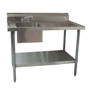 BK Resources BKMPT-3072G-L-P-G 72"Wx30"D Stainless Steel Prep Table w/ Left Side Sink