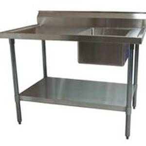 BK Resources BKMPT-3072G-R 72"Wx30"D Stainless Steel Prep Table w/ Right Side Sink