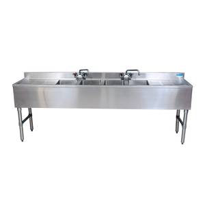 BK Resources BKUBW-496TS 96"Wx18-1/4"D Stainless Steel Slimline Underbar Sink