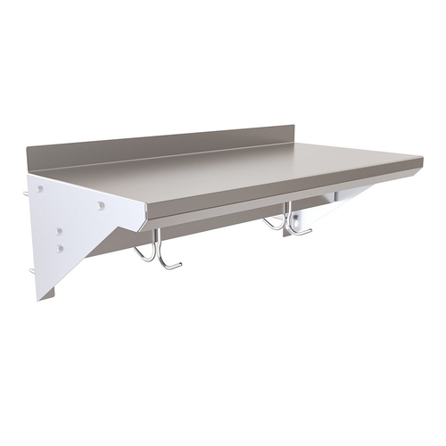 BK Resources BKWS-1224-PR 24"Wx12"D Stainless Steel Wall Mount Premium Overshelf