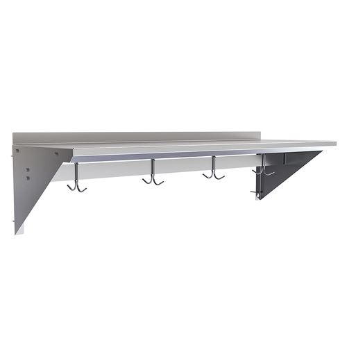 BK Resources BKWS-1648-PR 48"Wx16"D Stainless Steel Wall Mount Premium Overshelf