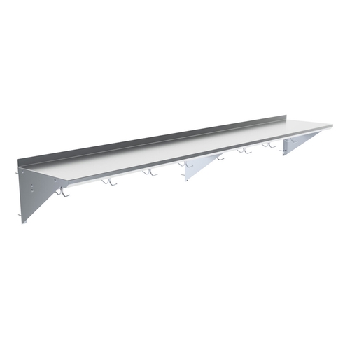 BK Resources BKWS-1696-PR 96"Wx16"D Stainless Steel Wall Mount Premium Overshelf