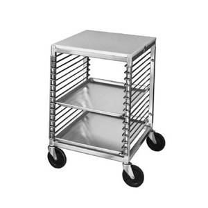 Channel Manufacturing 567/P Mobile Aluminum Work Table w/ Rack For 15 Full Size Pans