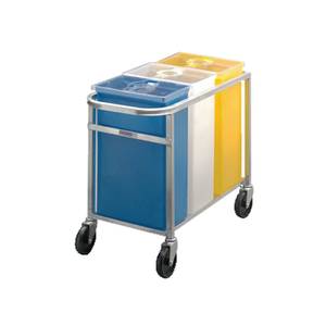 Channel Manufacturing 123P Mobile Plastic Ingredient Cart w 3 Color Coded Bins