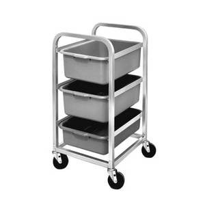 Channel Manufacturing BBC-3 Mobile Aluminum Bus Utility Cart w/ Three 5in deep Tubs