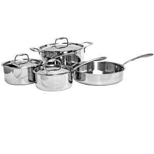 Thunder Group SLCK007 7 Piece Tri-Ply Induction Ready Stainless Steel Cookware Set