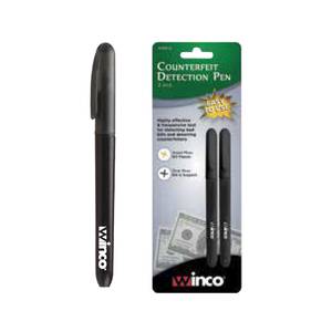 Winco PPM-2 2 Pack Black Counterfeit Detection Pen