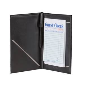 Winco CHK-2K 5-1/4" x 8-1/2" Guest Check Holder w/ Pen Loop - Black
