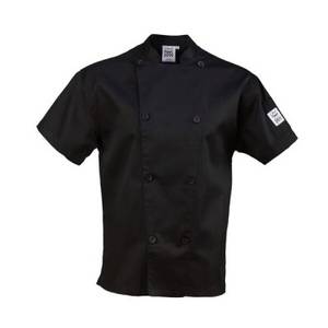 Chef Revival J205BK-L Performance Series Black Short Sleeve Chef Coat - L