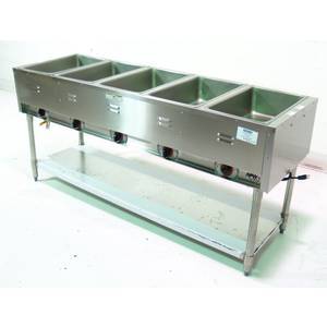 APW Wyott SST-5S Electric 5 Sealed Well Hot Food Steam Table with S/s Legs