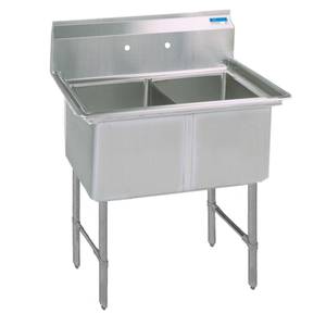 BK Resources BKS6-2-18-14S 41"x23.5"x14" Two Compartment 16 Gauge Stainless Steel Sink