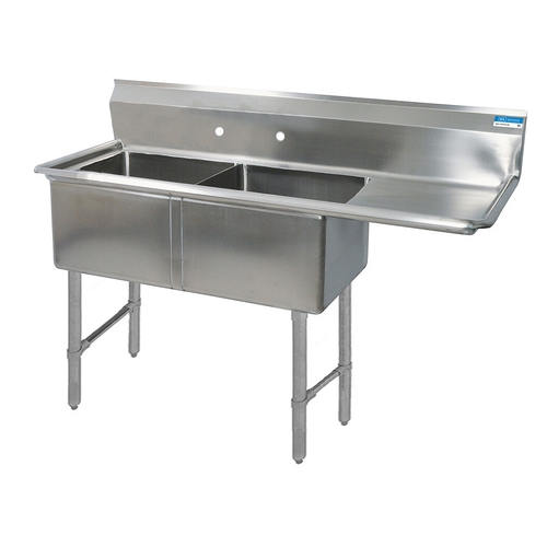 BK Resources BKS6-2-18-14-18RS 59"x23.5" Two Compartment 16 Gauge Stainless Steel Sink