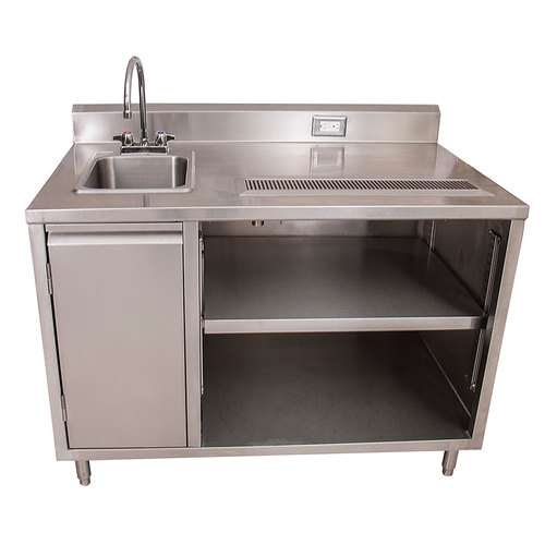 BK Resources BEVT-3048L 48"x30" Stainless Steel Beverage Table w/ Sink on Left