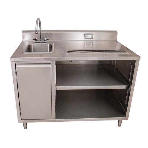 BK Resources BEVT-3060L 60"x30" Stainless Steel Beverage Table w/ Sink on Left