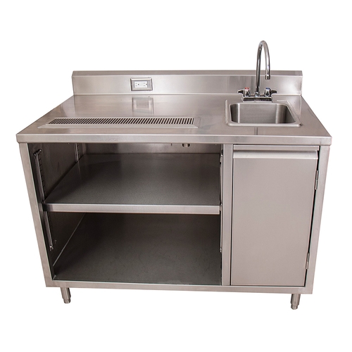 BK Resources BEVT-3072R 72"x30" Stainless Steel Beverage Table w/ Sink on Right