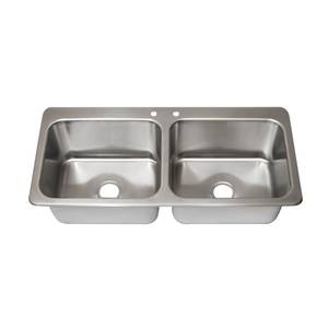 BK Resources DDI2-20161224 Two Compartment (2) 20" x 16" Bowls- Drop-In Sink