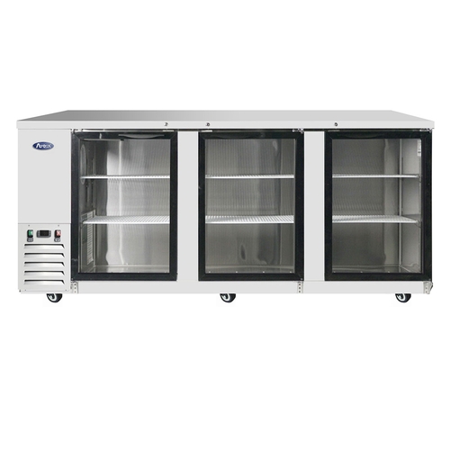 Atosa MBB90GGR 90" Triple Glass Door Stainless Steel Back Bar Refrigerator