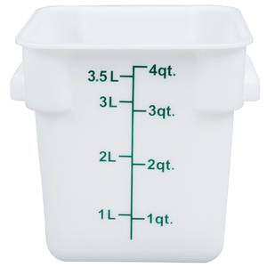 Thunder Group PLSFT004PP 4 Qt White Polyethylene Square Food Storage Container