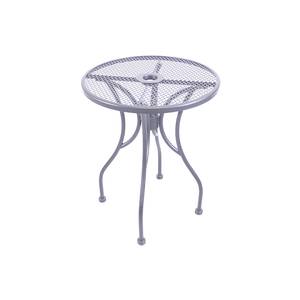 H&D Commercial Seating OMT-24R-S 24in Round Top Light Grey Outdoor Wrought Iron Table