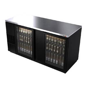 Fagor Refrigeration FBB-69G-N 70" Black Exterior Refrigerated Bar Cooler With Epoxy Rails