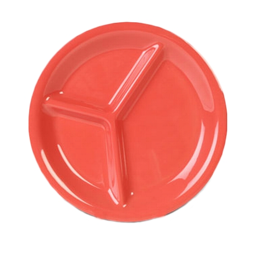 Thunder Group CR710RD Orange 10-1/4" 3 Compartment Melamine Plate - 1 Doz