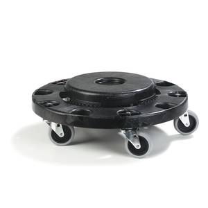 Carlisle 3691103 Bronco Black Polyethylene Container Dolly w/ 3" Casters