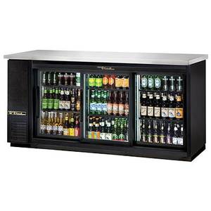 True TBB-24-72G-SD-HC-LD 73" Three Section Glass Door Back Bar Cooler