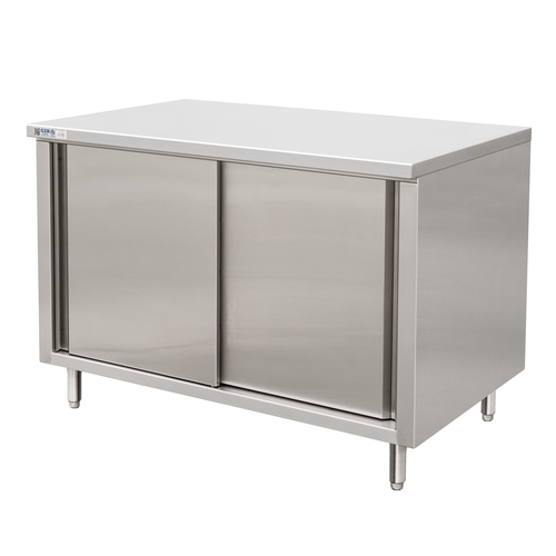 GSW USA CTD-3060S 60"x 30" 18 Gauge Stainless Steel Work Table w/ Cabinet Base