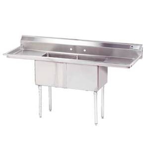 Advance Tabco FE-2-1620-18RL-X 2 Compartment Sink 18 Gauge 16"x20" Bowl Two 18" Drainboards