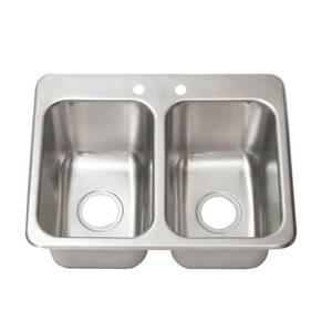 BK Resources DDI2-10141024-P-G Two Compartment 24"x18" Stainless Steel Drop-In Sink