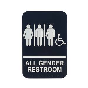 Winco SGNB-608 6" x 9" All Gender/Accessible Sign - Black Plastic