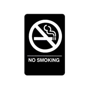 Winco SGNB-601 6" x 9" No Smoking Sign - Black Plastic