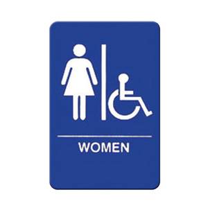 Winco SGNB-651B 6" x 9" Women/Accessible Sign - Blue Plastic