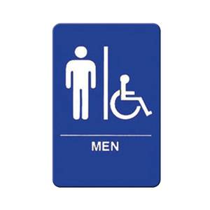 Winco SGNB-652B 6" x 9" Men/Accessible Sign - Blue Plastic