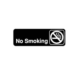 Winco SGN-310 3" x 9" No Smoking Sign - Black Plastic